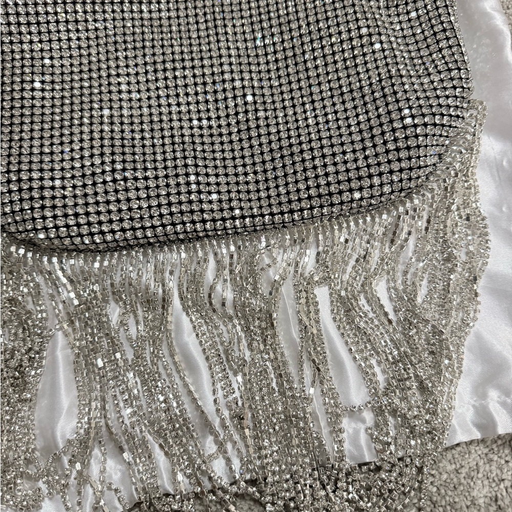 Silver Rhinestone Fringe Bag - Picture 4 of 6
